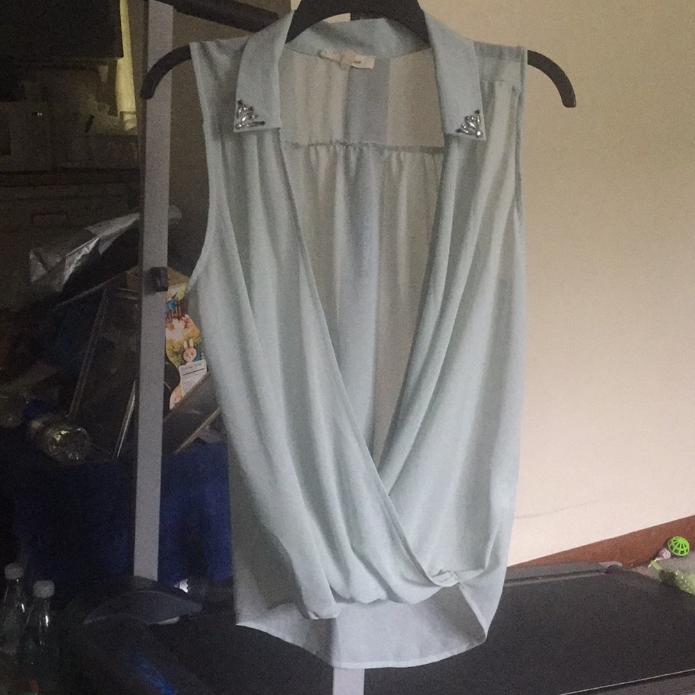 English Rose Mint Green Sheer Blouse M